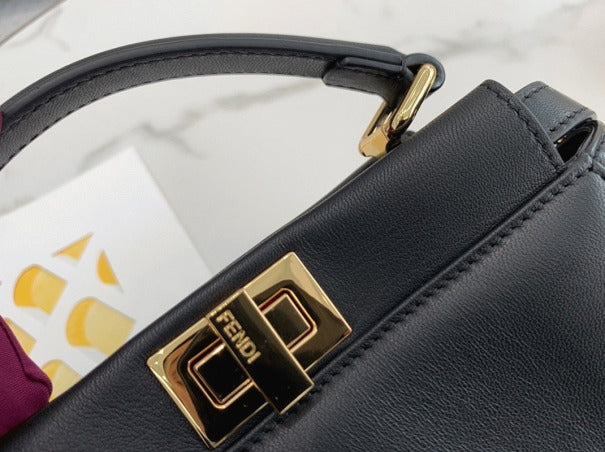 Boutique Quality || Fendi Peekaboo Mini Bag In Black Nappa Leather