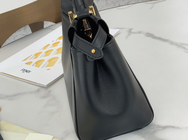 Boutique Quality || Fendi Peekaboo Mini Bag In Black Nappa Leather