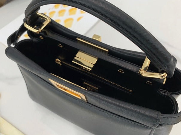 Boutique Quality || Fendi Peekaboo Mini Bag In Black Nappa Leather