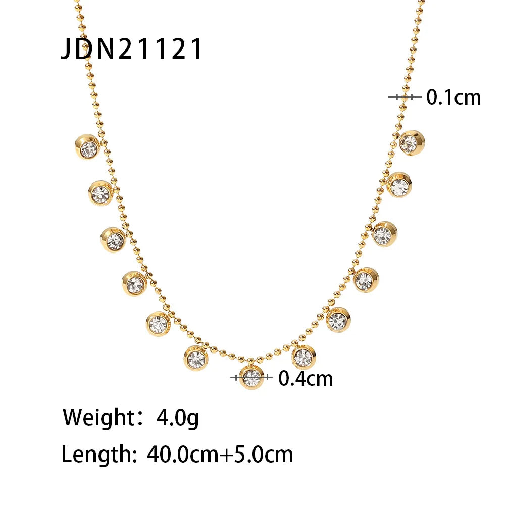 18K Gold Plated Zircon Stainless Steel Necklace