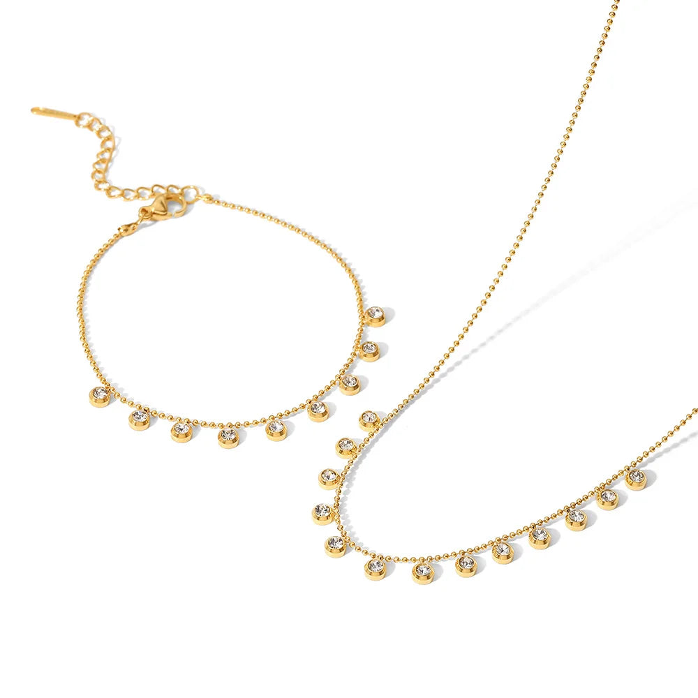 18K Gold Plated Zircon Stainless Steel Necklace