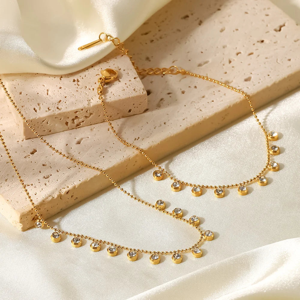 18K Gold Plated Zircon Stainless Steel Necklace