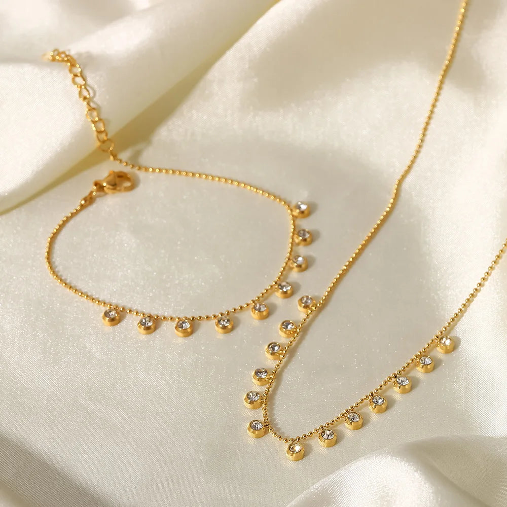 18K Gold Plated Zircon Stainless Steel Necklace