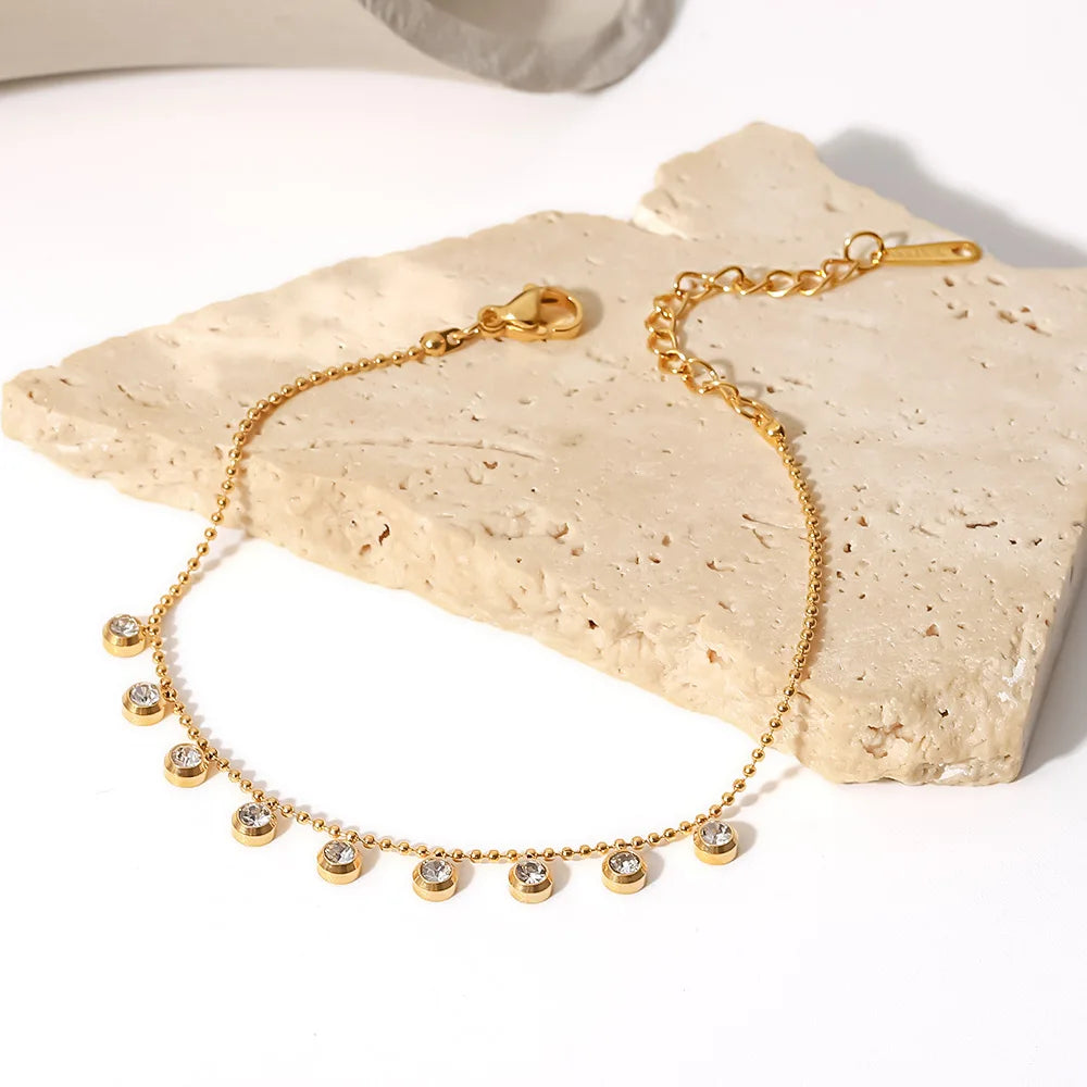 18K Gold Plated Zircon Stainless Steel Necklace