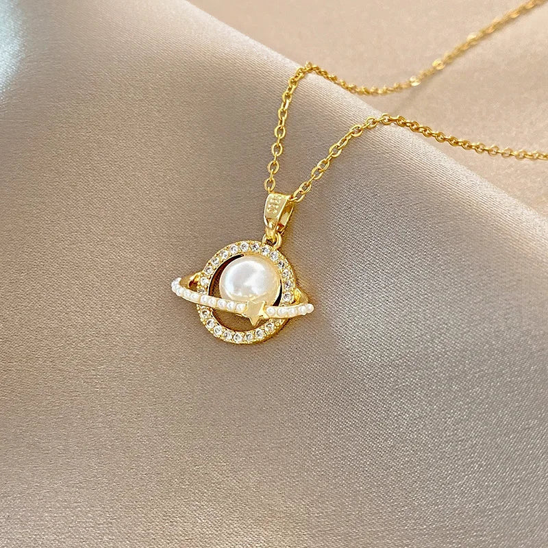 Stainless Steel Pearl Ring Surround Pendant