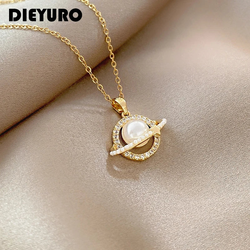 Stainless Steel Pearl Ring Surround Pendant