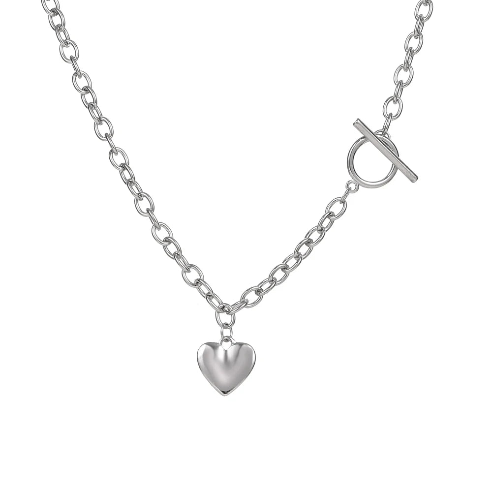 Punk Big Love Heart Chain Pendant