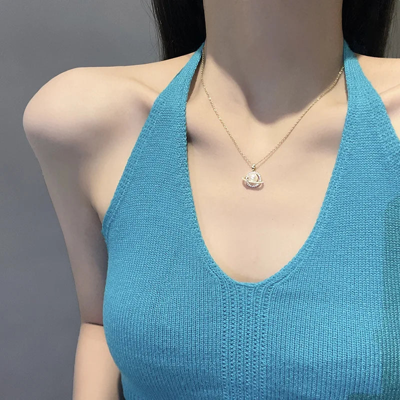 Stainless Steel Pearl Ring Surround Pendant