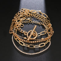 Thumbnail for Gold Color Crystal Thick Chain Bracelet