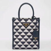 Boutique Quality || Prada Symbole Micro Bag in White/Blue Jacquard Fabric