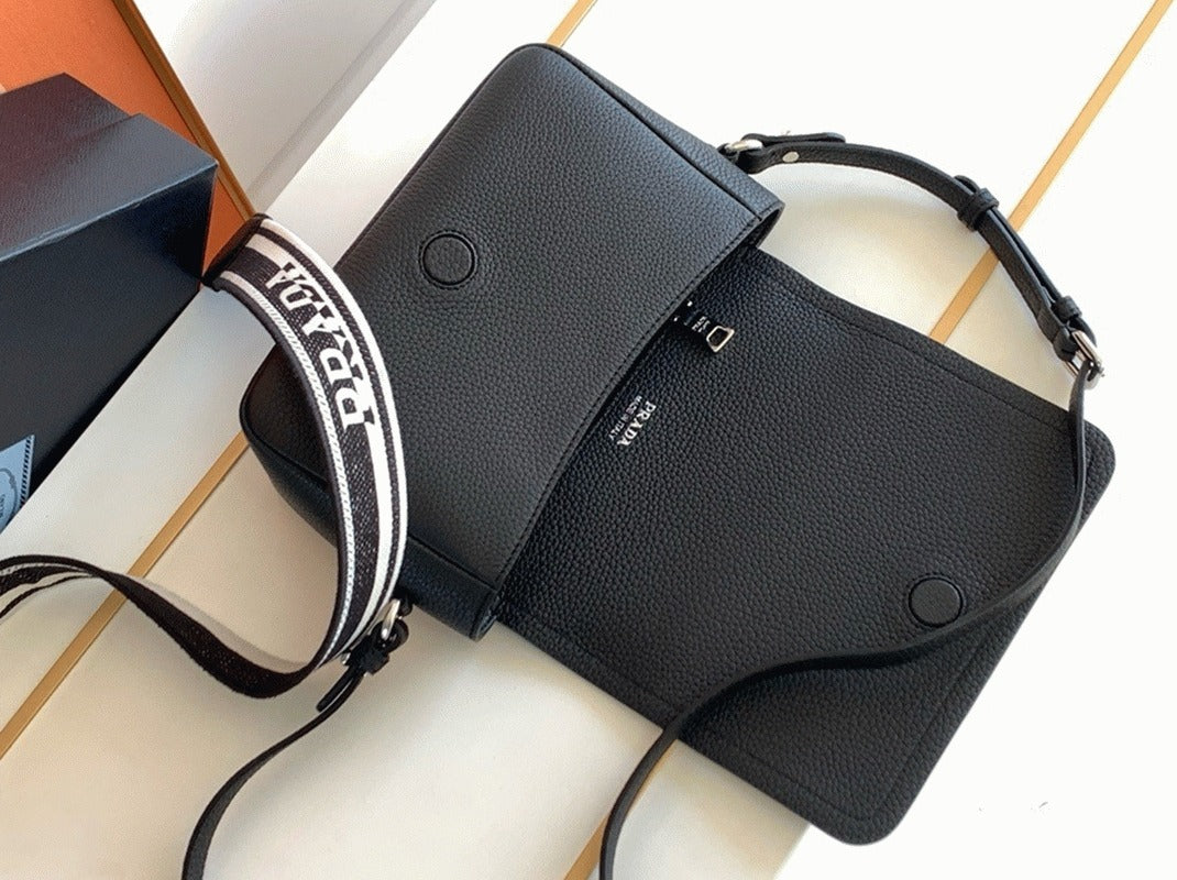 Boutique Quality || Prada Flap Shoulder Bag Knockoff in Black