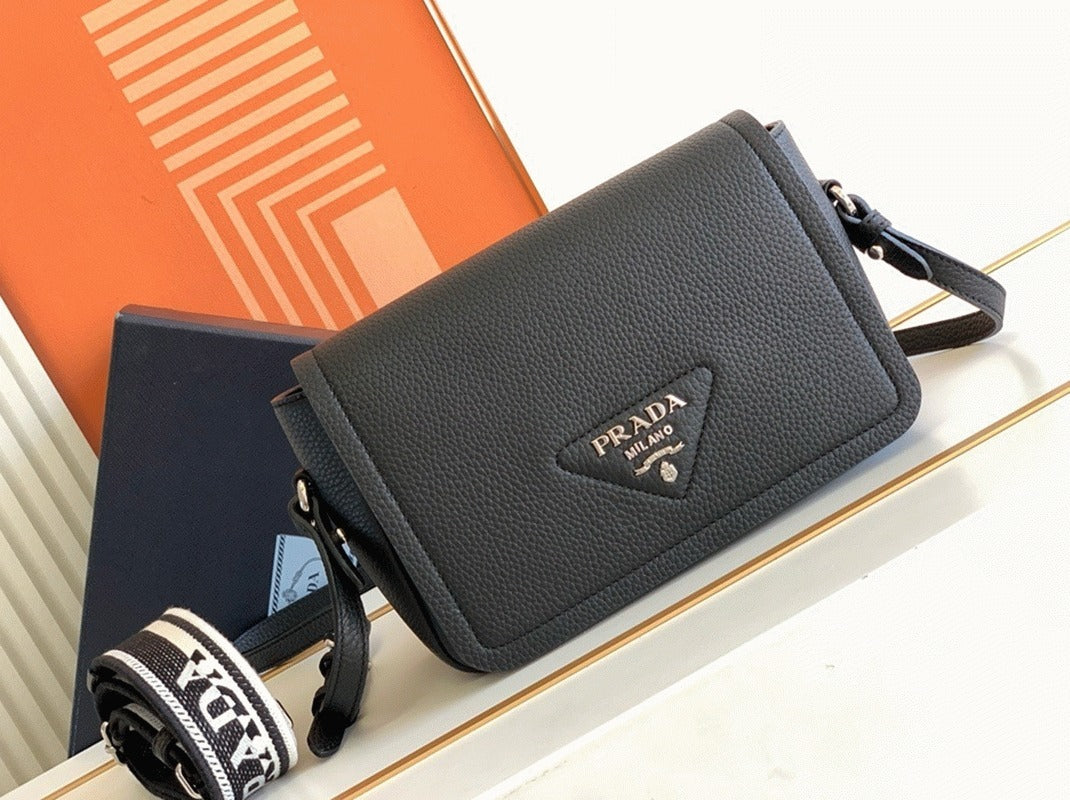 Boutique Quality || Prada Flap Shoulder Bag Knockoff in Black