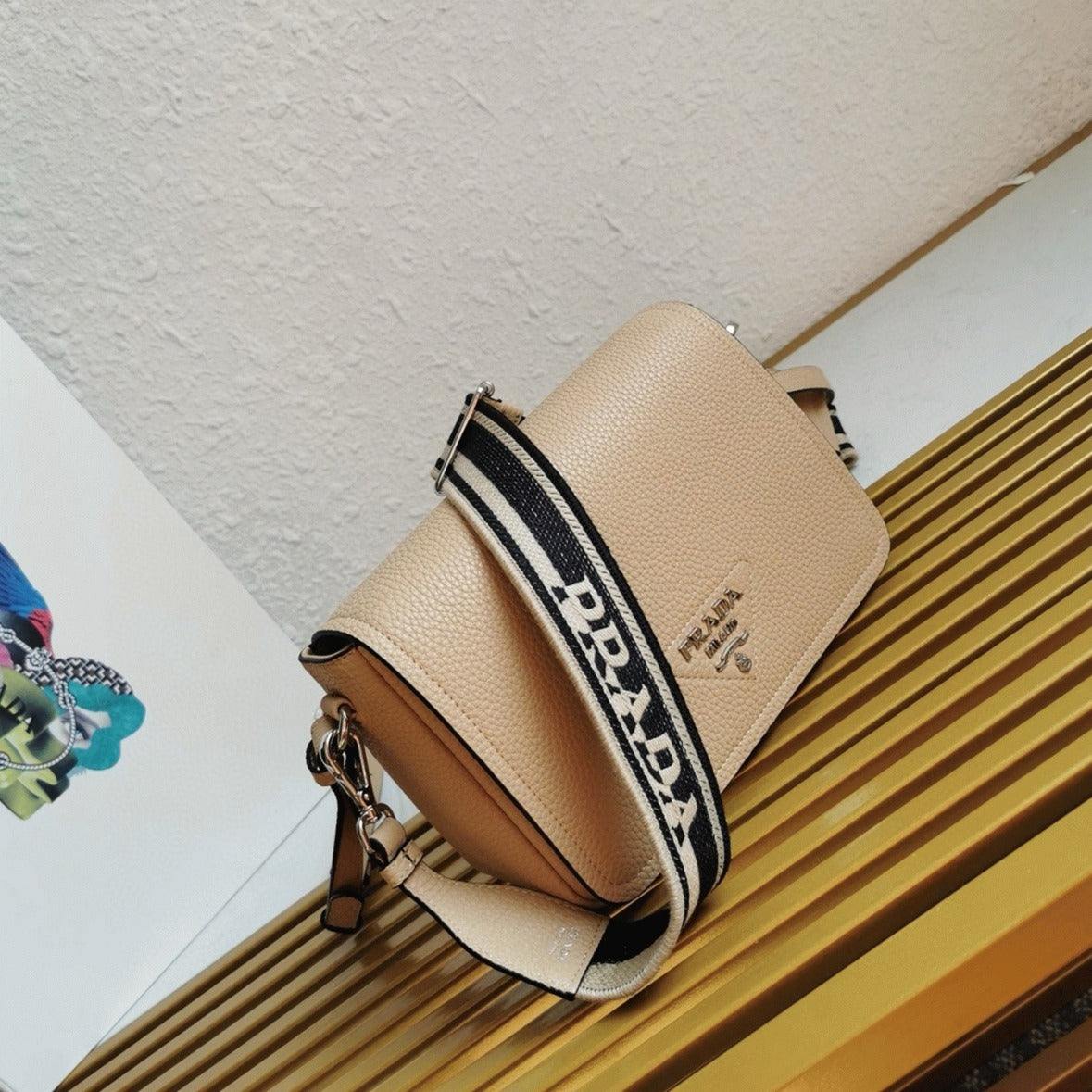 Boutique Quality || Prada Flap Shoulder Bag in Sand