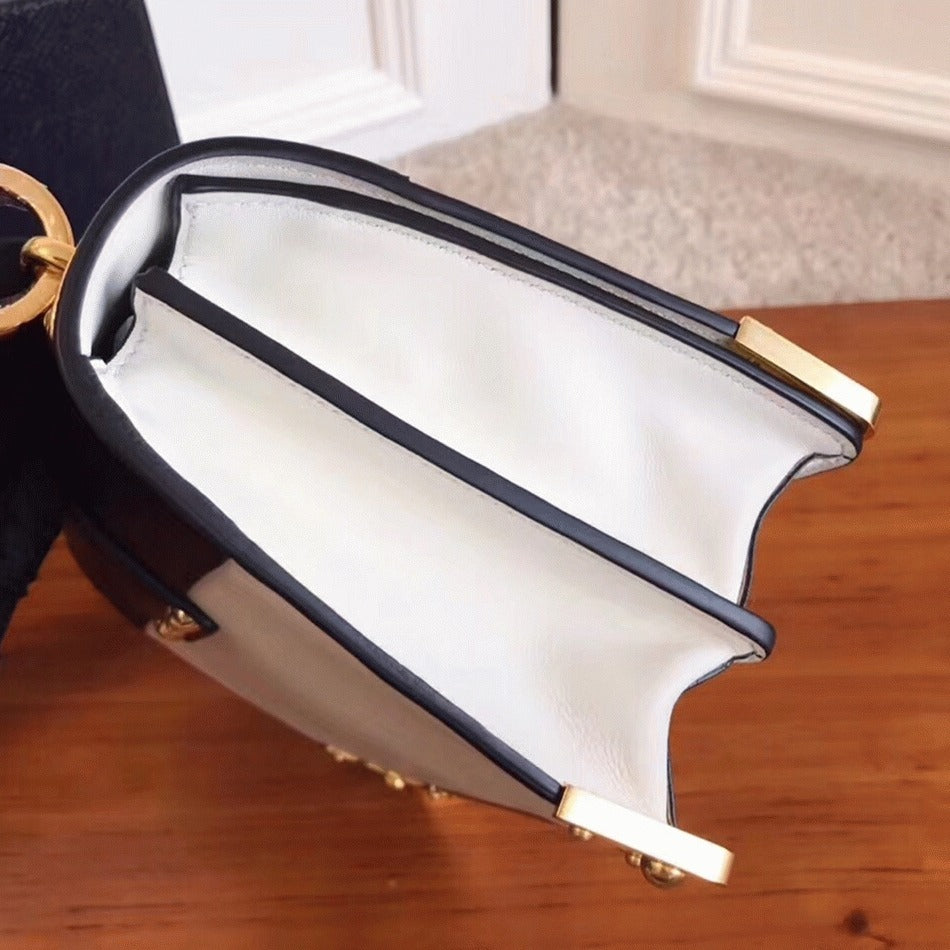 Boutique Quality ||  Prada White/Black Cahier Shoulder Bag Knockoff