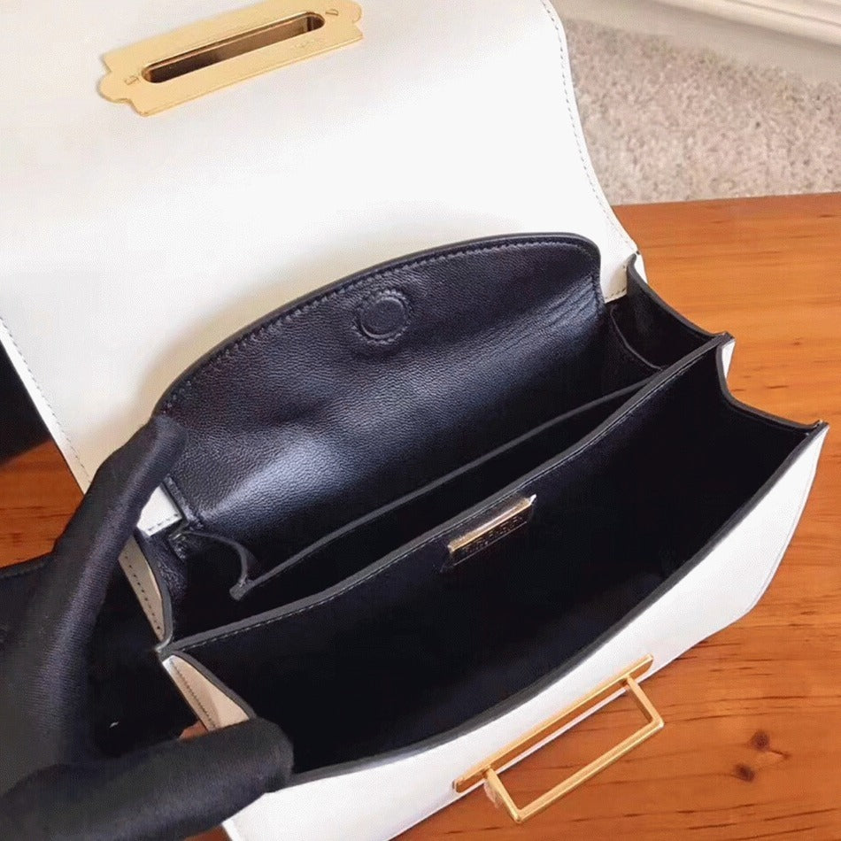 Boutique Quality ||  Prada White/Black Cahier Shoulder Bag Knockoff
