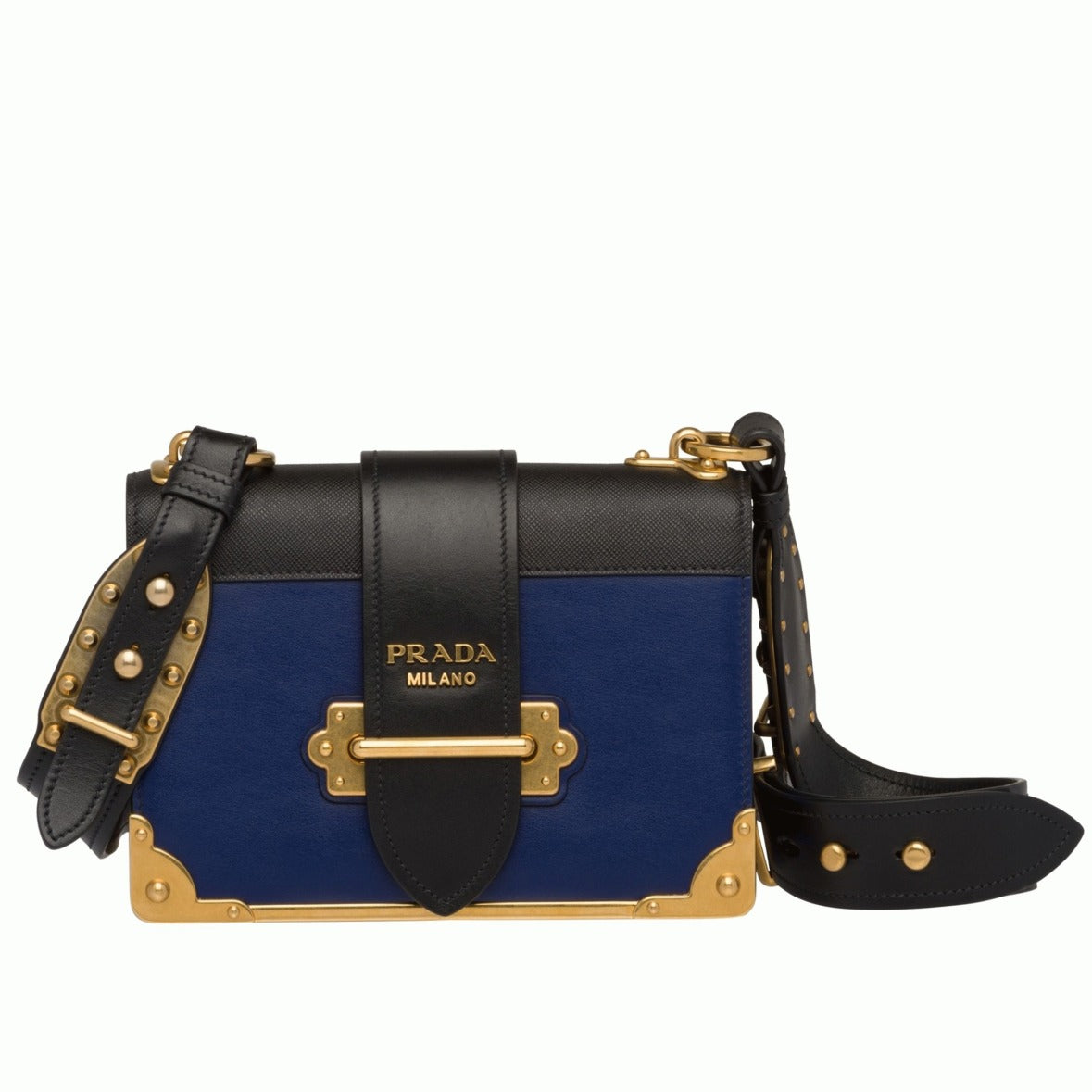 Boutique Quality || Prada Blue/Black Cahier Shoulder Bag