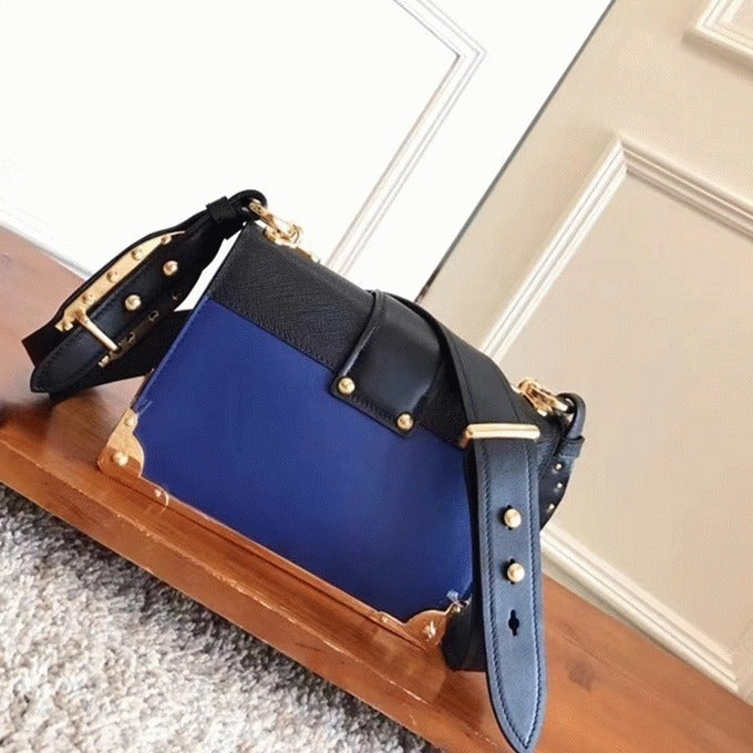 Boutique Quality || Prada Blue/Black Cahier Shoulder Bag