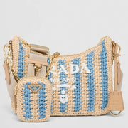 Boutique Quality || Prada Re-Edition Bag in Beige and Blue Stripe