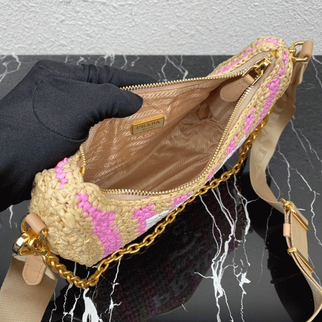 Boutique Quality || Prada Re-Edition Bag in Beige and Pink Stripe