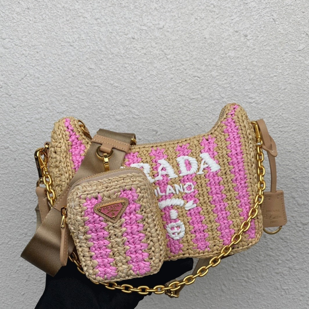 Boutique Quality || Prada Re-Edition Bag in Beige and Pink Stripe
