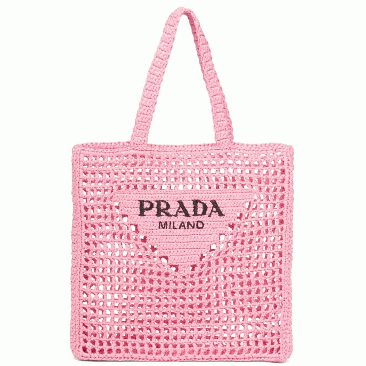 Boutique Quality || Prada Small Tote Bag in Pink Woven Raffia