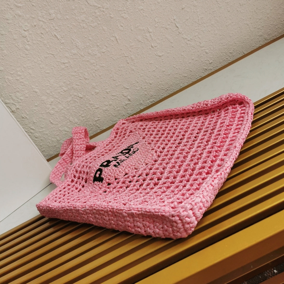 Boutique Quality || Prada Small Tote Bag in Pink Woven Raffia