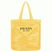 Boutique Quality || Prada Small Tote Bag in Yellow Woven Raffia