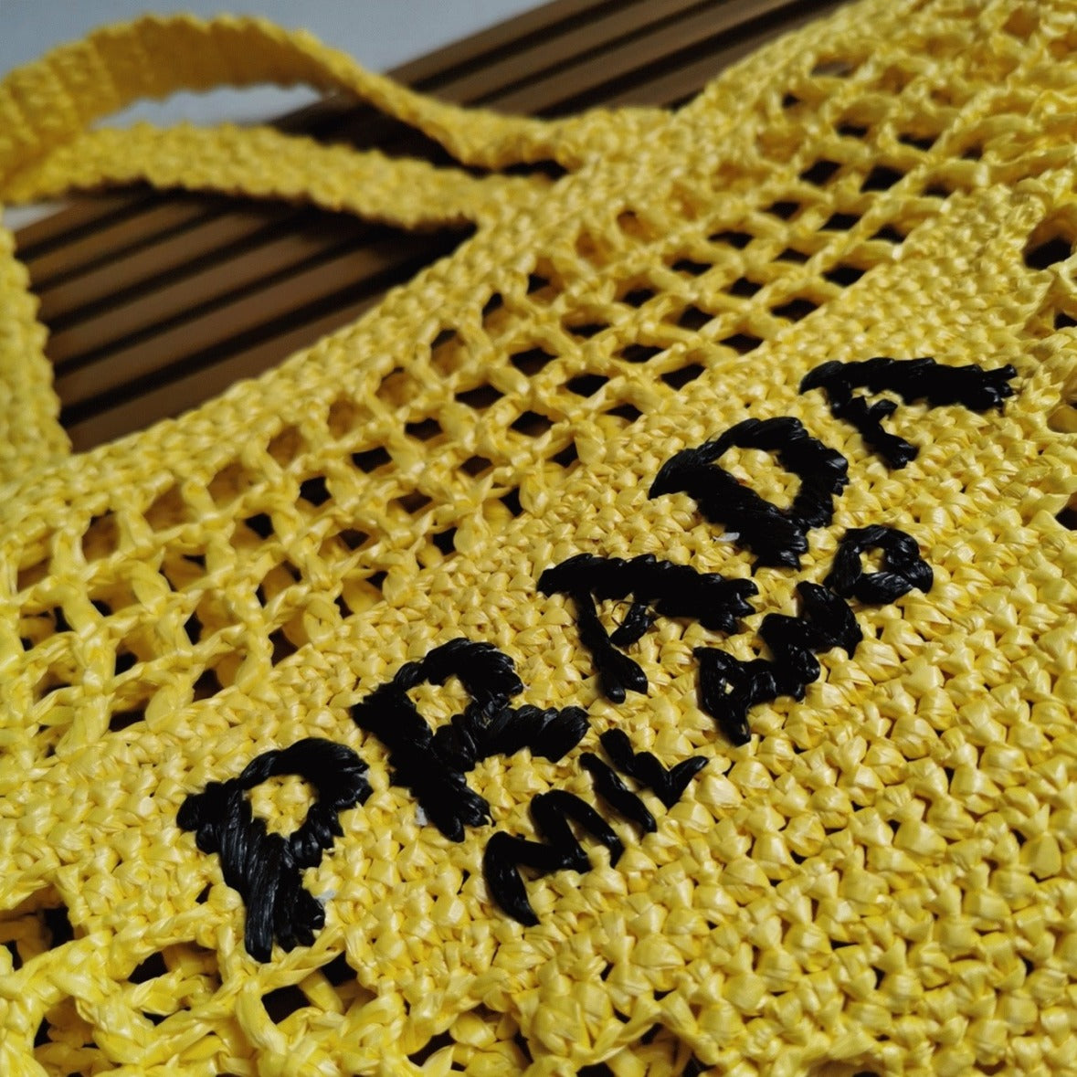Boutique Quality || Prada Small Tote Bag in Yellow Woven Raffia