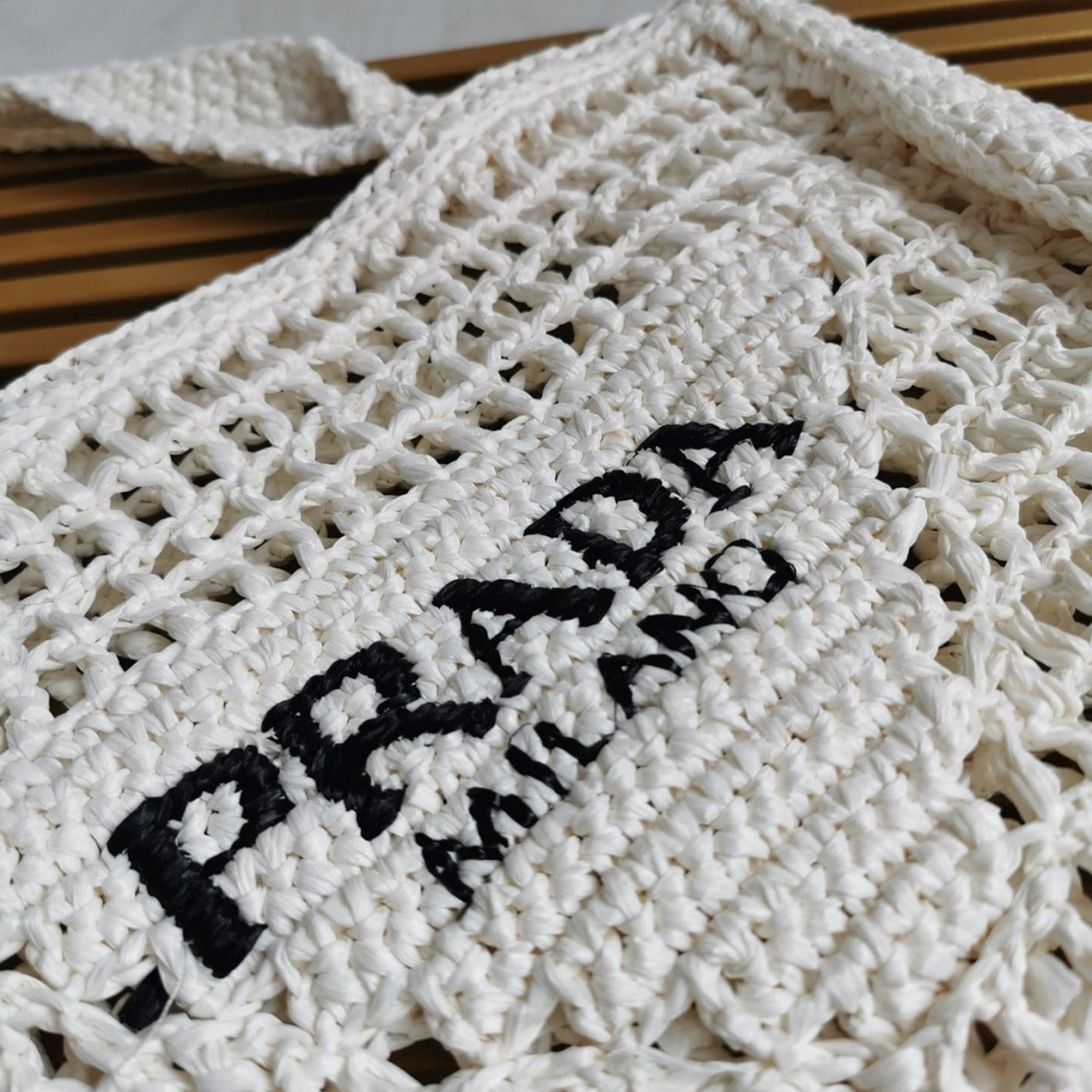 Boutique Quality || Prada Small Tote Bag in White Woven Raffia