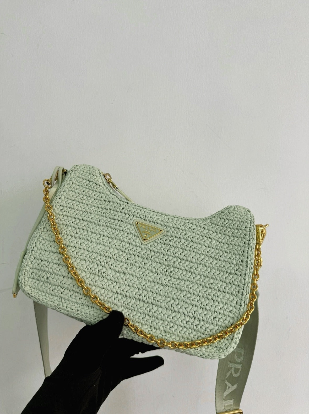 Boutique Quality || Prada Re-Edition Crochet Bag in Aqua