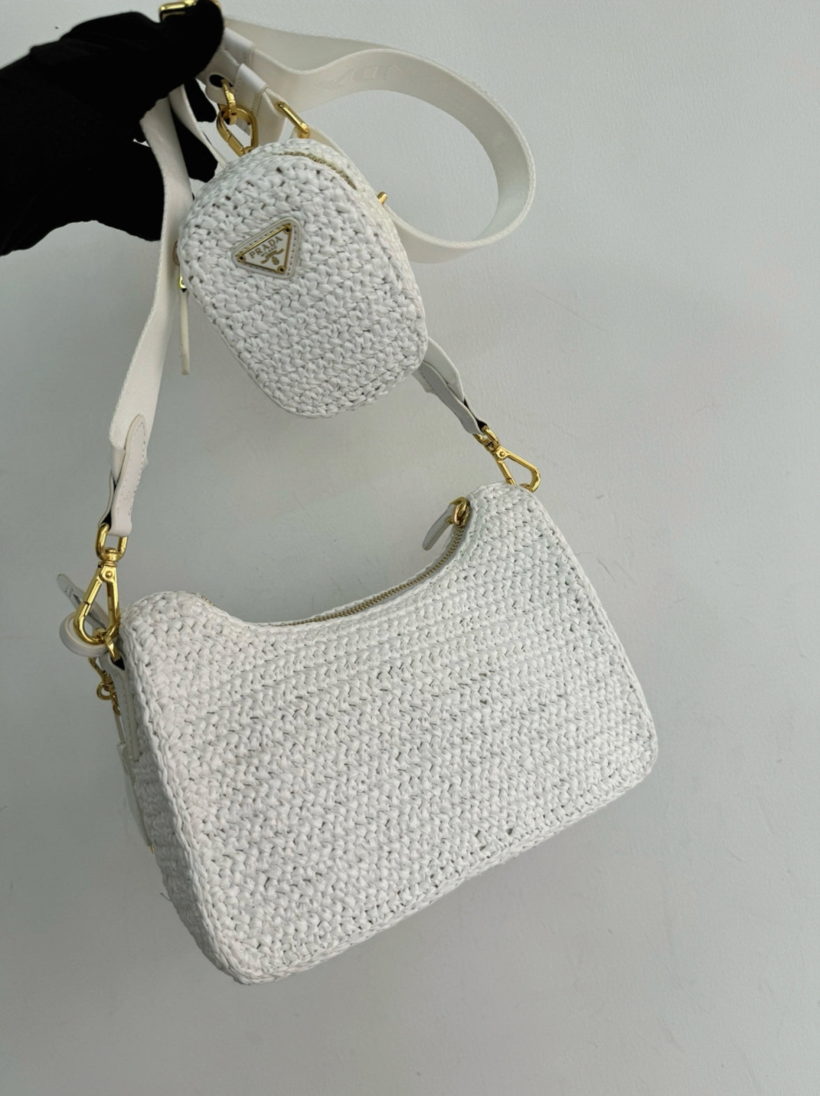 Boutique Quality || Prada Re-Edition Crochet Bag in White