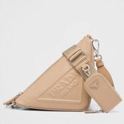 Boutique Quality || Prada Triangle Shoulder Bag in Beige
