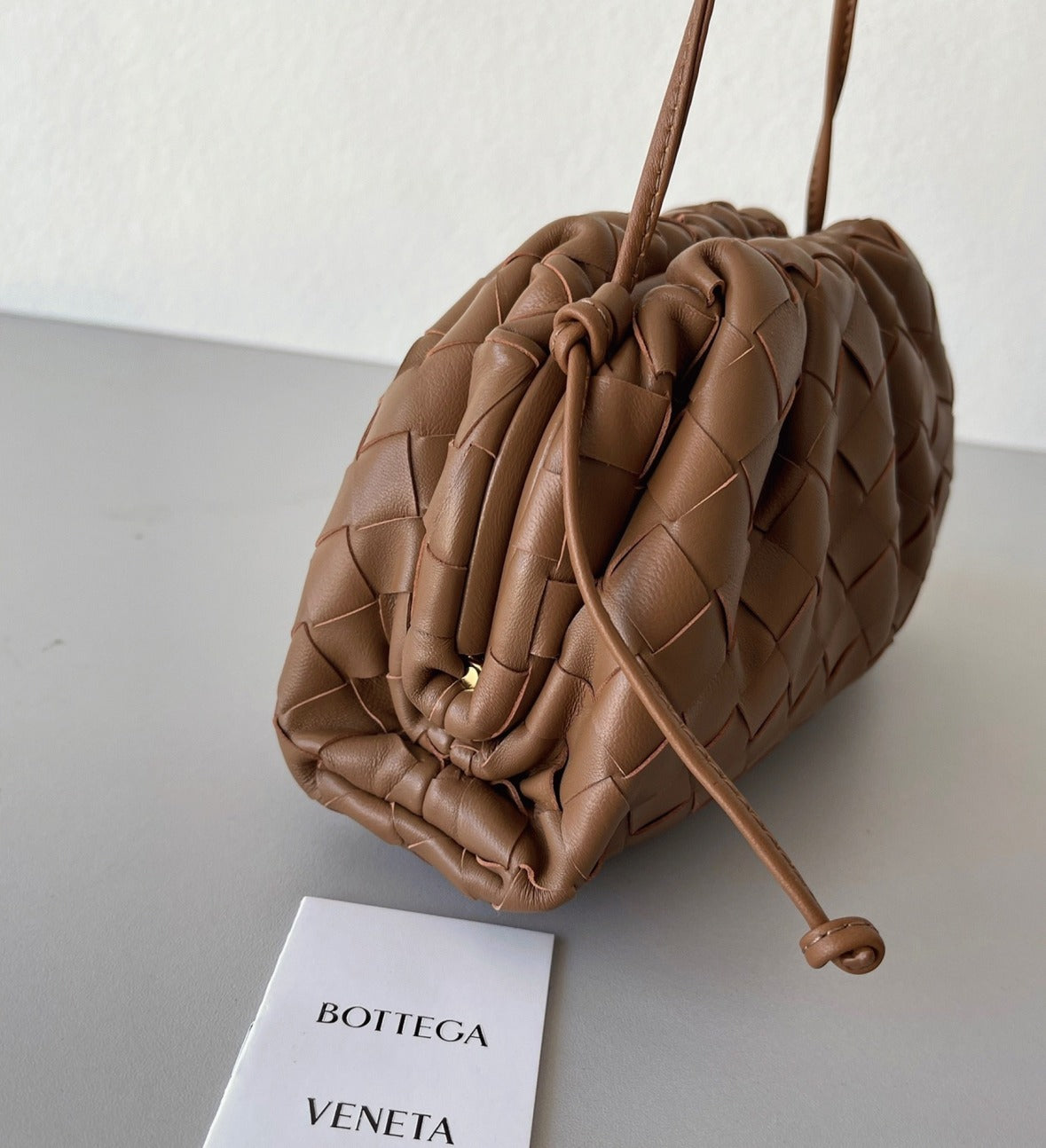 Boutique Quality || Bottega Veneta Mini Pouch with Strap Caramel