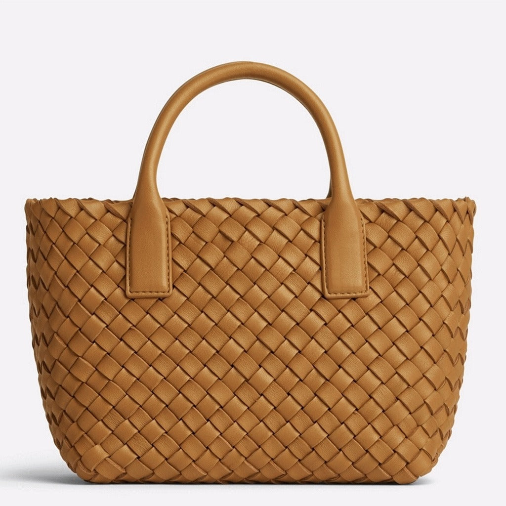 Boutique Quality || Bottega Veneta Cabat Mini Bag In Caramel Intrecciato Lambskin