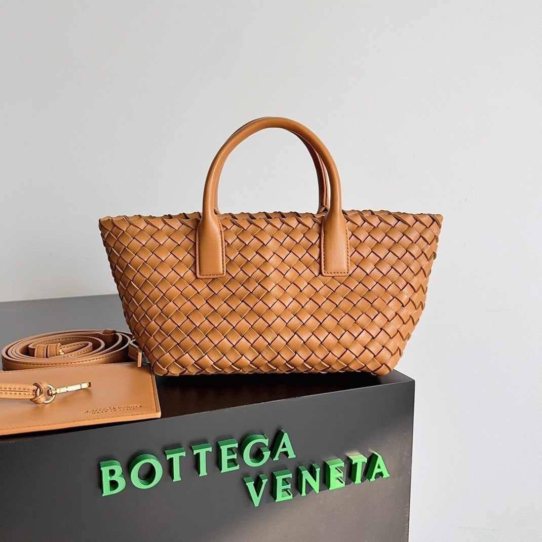 Boutique Quality || Bottega Veneta Cabat Mini Bag In Caramel Intrecciato Lambskin