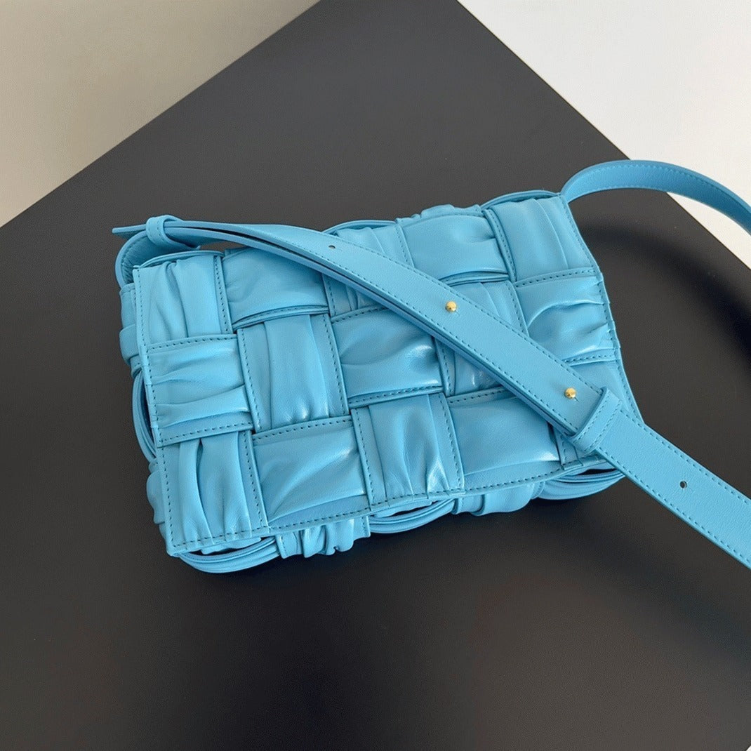 Boutique Quality || Bottega Veneta Cassette Bag In Pool Foulard Intreccio Calfskin