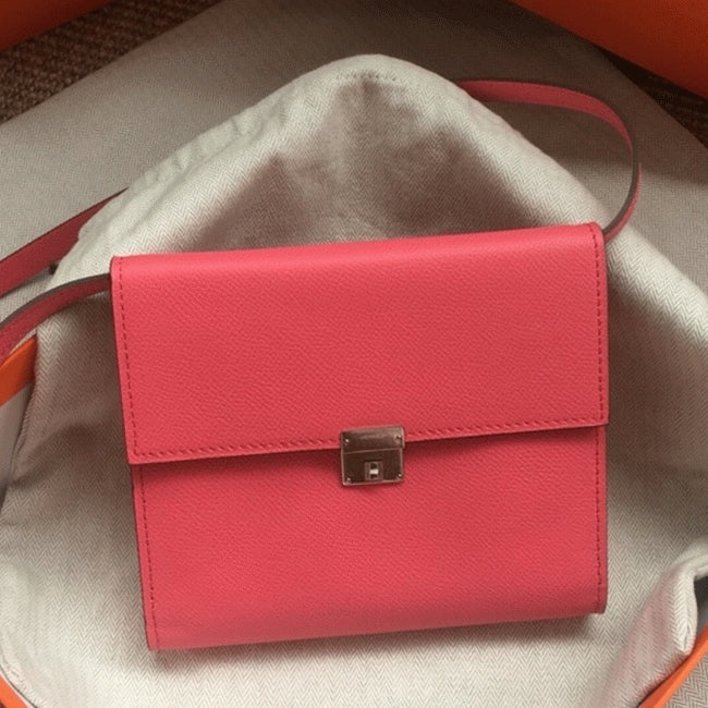 Boutique Quality || Rose lipstick AAA Hermes Clic wallet with strap