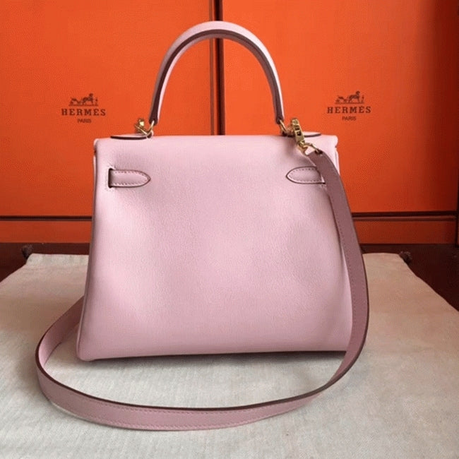 Boutique Quality || Rose Dragee Swift High Quality Hermes Kelly Retourne 28cm Bag