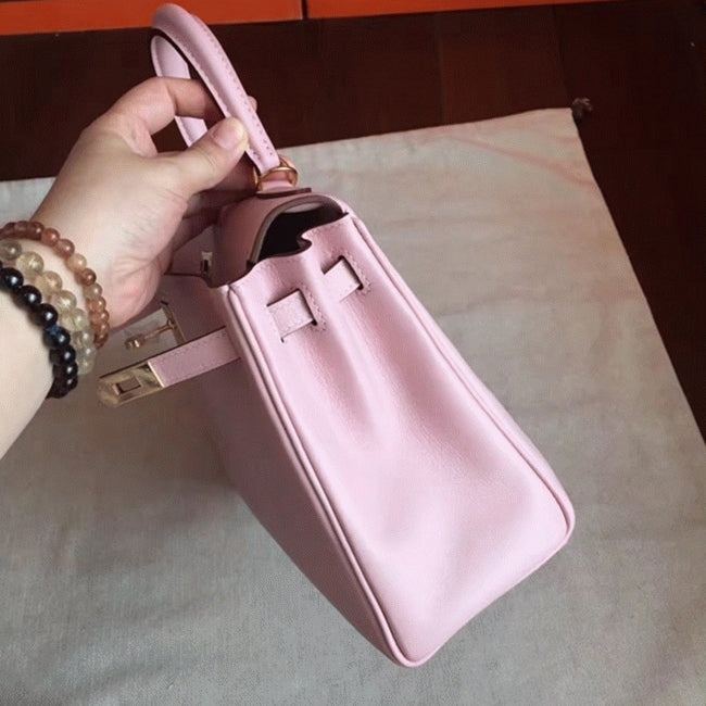 Boutique Quality || Rose Dragee Swift High Quality Hermes Kelly Retourne 28cm Bag