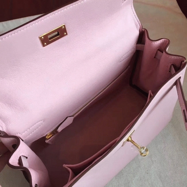 Boutique Quality || Rose Dragee Swift High Quality Hermes Kelly Retourne 28cm Bag