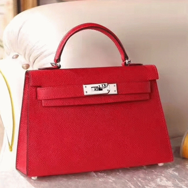Boutique Quality || Red Epsom Knockoff Designer Hermes Kelly 20cm Purse
