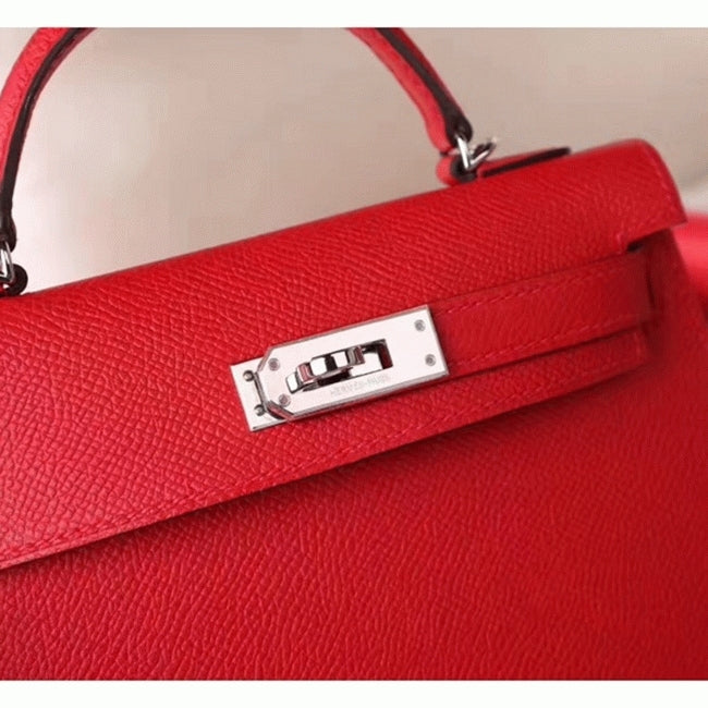 Boutique Quality || Red Epsom Knockoff Designer Hermes Kelly 20cm Purse