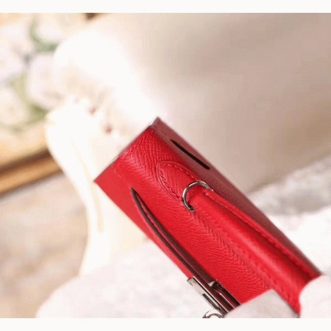 Boutique Quality || Red Epsom Knockoff Designer Hermes Kelly 20cm Purse
