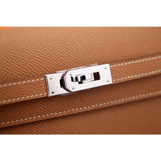 Boutique Quality || Brown designer Hermes Kelly Longue wallet