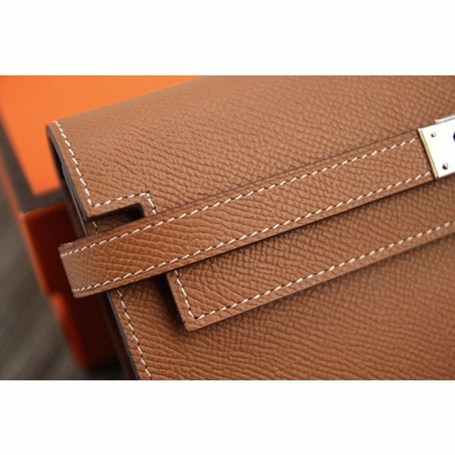 Boutique Quality || Brown designer Hermes Kelly Longue wallet