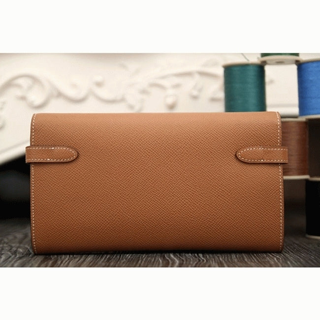 Boutique Quality || Brown designer Hermes Kelly Longue wallet