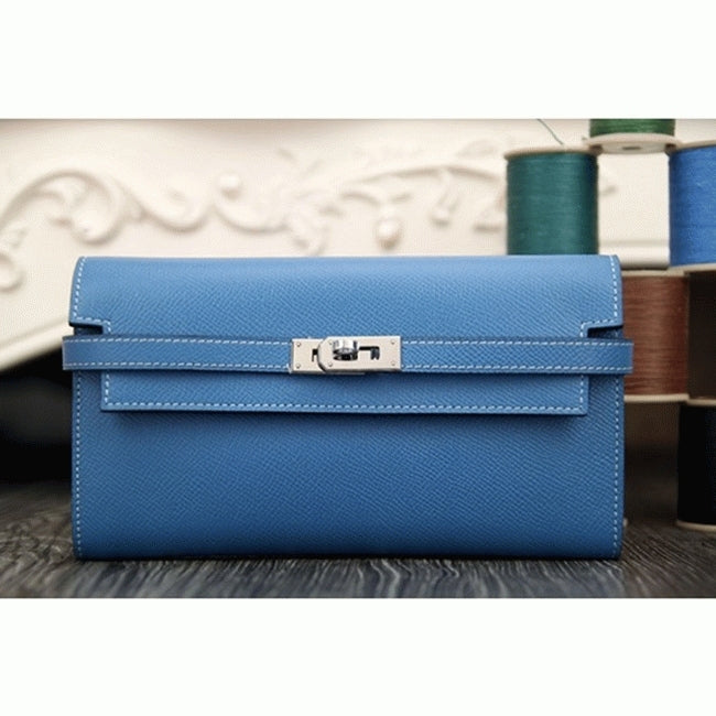 Boutique Quality || Jean blue knockoff Hermes Kelly Longue wallet