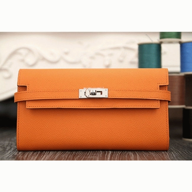 Boutique Quality || Orange Hermes Kelly Longue wallet