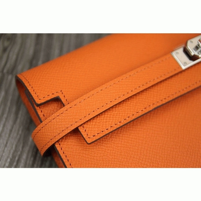 Boutique Quality || Orange Hermes Kelly Longue wallet