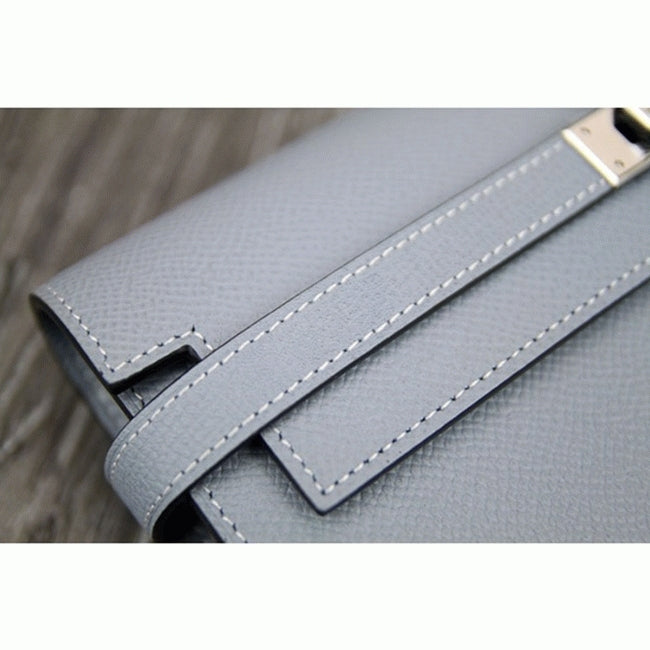 Boutique Quality || Blue lin knockoff Hermes Kelly Longue wallet